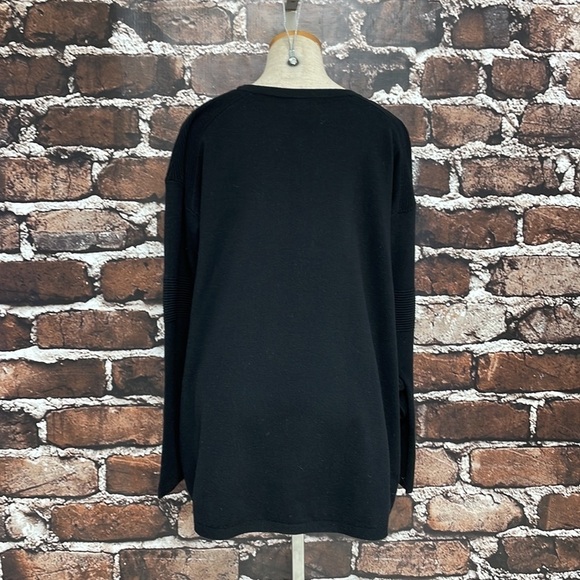 Peony & Me Sweater NWT Pullover Tie Sleeves Black Knit Size Medium - Picture 5 of 9